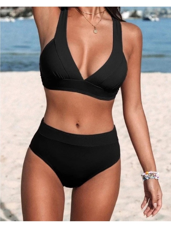 Cupshe Other - CUPSHE Little Escape Black Bikini Set Women’s Size Med High Rise NWT
